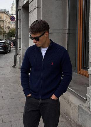 Мужской кардиган polo ralph lauren синий свитер поло вязка m (b)