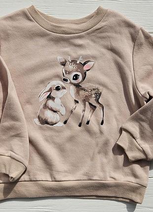 Утепленный свитшот. 110-116 см. бежевый цвет. h&amp;m
