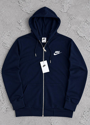 Чоловіча кофта nike синя на блискавці з капюшоном демісезонна xl (b)