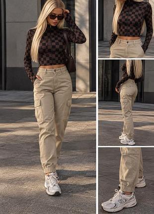 Жіночі бежеві джогери карго штани sinsay denim, розмір 34