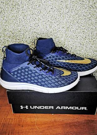 Кросівки чоловічі nike free hypervenom flyknit сині із золотим