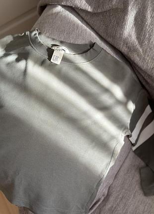 Кофта з натуральної бавовни джемпер світшот худі кольору хакі h&m