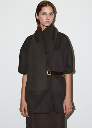 Женская кейп накидка с шарфом cos double-faced wool scarf cape