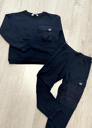 Спортивний костюм двонитка чорний hm