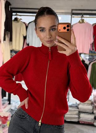 Вязаная кофта oversize | структурный кашемир | золотая молния червоний