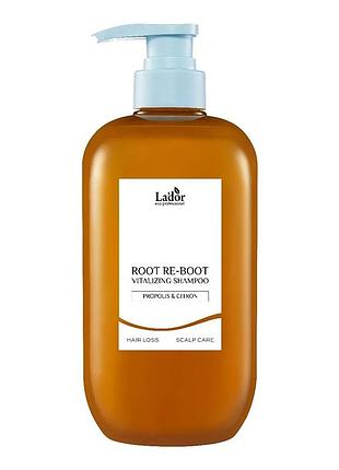 Шампунь от выпадения волос для сухой кожи головы lador root re-boot vitalizing shampoo propolis & citron 800 ml