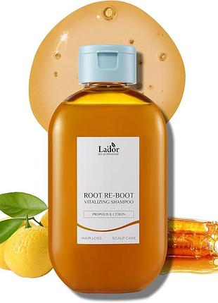 Шампунь от выпадения волос для сухой кожи головы lador root re-boot vitalizing shampoo propolis & citron 300 ml