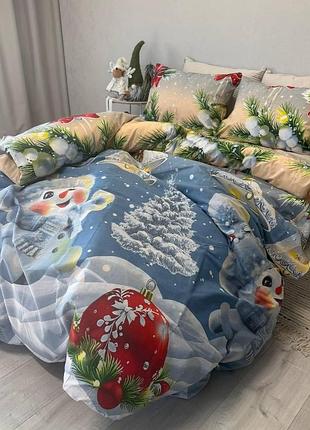 Постельное белье бязь новогодние колокольчики двуспальный евро