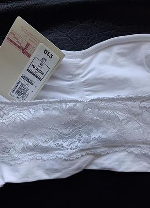 Белый бесшовный топ-бандана без бретелек и без косточек (brand angel) m&s