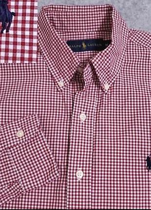 Чоловіча сорочка polo ralph lauren classic fit у червоно-білу клітинку, розмір m, бавовна