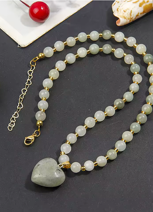 Авторское колье "green labradorite heart" 2