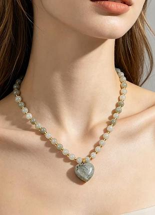 Авторское колье "green labradorite heart"