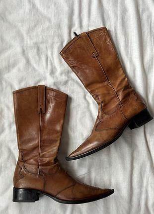 Вінтажні шкіряні чоботи / козаки companys в стилі western & boho (р. 39)