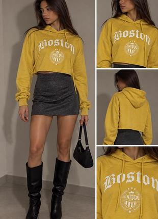 Худі жіноче tally weijl жовте з принтом boston, розмір xs