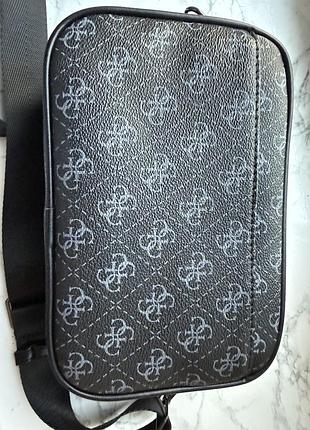 Сумка чоловіча guess чорна з монограмою 3