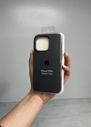 Силіконовий чохол з мікрофіброю та покриттям softtouch для iphone 13 pro графіт ( full № 15 )