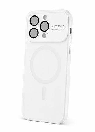 Скляний , матовий чохол із захисними лінзами та підтримкою magsafe для iphone 13 ( білий )