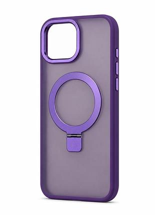 Чохол на iphone 13 | 14 протиударний матовий із підтримкою magsafe та підставкою purple