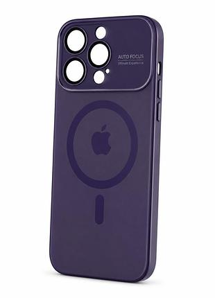 Скляний , матовий чохол із захисними лінзами та підтримкою magsafe для iphone 13 ( фіолетовий )