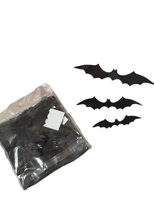 Декор на хеллоуїн halloween кажани різних розмірів з двостороннім скотчем