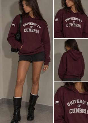 Худі бордове жіноче university of cumbria 42-44 one size марсала
