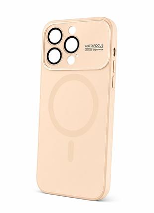 Скляний , матовий чохол із захисними лінзами та підтримкою magsafe для iphone 13 (рожевий )