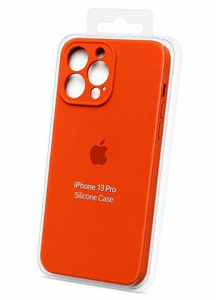 Силіконовий чохол з мікрофіброю та покриттям softtouch для iphone 13 pro помаранчевий ( full camera № 2 )