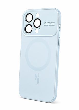 Скляний , матовий чохол із захисними лінзами та підтримкою magsafe для iphone 13 ( блакитний )