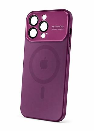 Скляний , матовий чохол із захисними лінзами та підтримкою magsafe для iphone 13 ( сливовий )