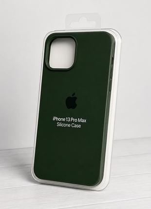 Силіконовий чохол з мікрофіброю та покриттям softtouch для iphone 13 pro max зелений ( full № 41 )