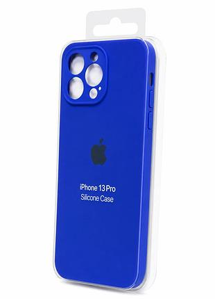 Силіконовий чохол з мікрофіброю та покриттям softtouch для iphone 13 pro синій ( full camera № 45 )