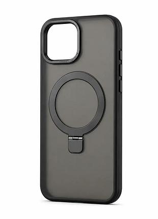 Чохол на iphone 13 | 14 протиударний матовий із підтримкою magsafe та підставкою black