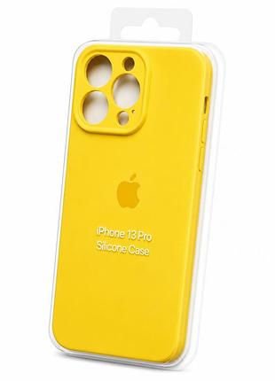 Силіконовий чохол з мікрофіброю та покриттям softtouch для iphone 13 pro жовтий ( full camera № 4 )
