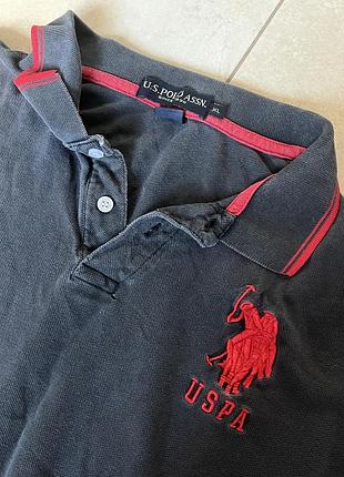 Чоловіча футболка поло u.s. polo assn сіра з коротким рукавом