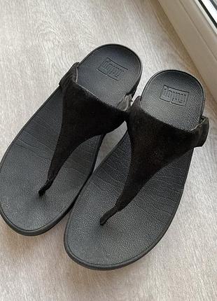 В'єтнамки жіночі fitflop чорні, розмір 40-41, шкіра всередині