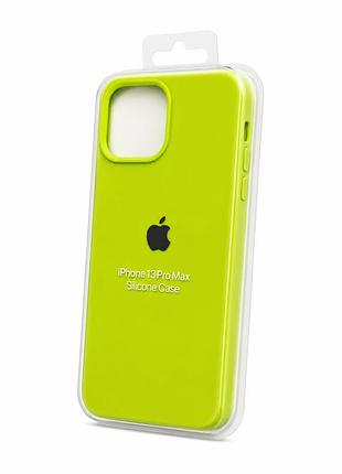 Силіконовий чохол з мікрофіброю та покриттям softtouch для iphone 13 pro max салатовий ( full № 58 )