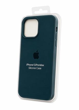 Силіконовий чохол з мікрофіброю та покриттям softtouch для iphone 13 pro max зелений ( full № 49 )