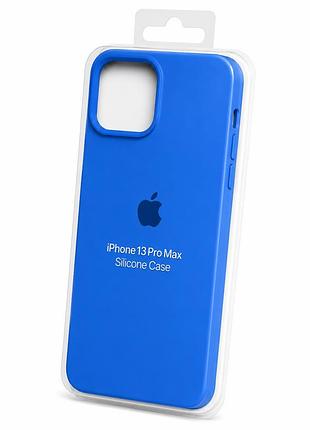 Силіконовий чохол з мікрофіброю та покриттям softtouch для iphone 13 pro max блакитний ( full №3 )