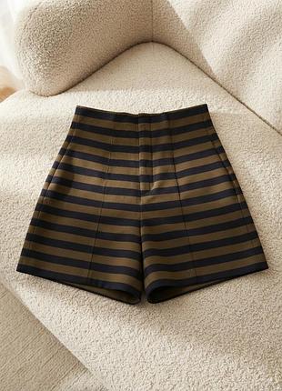 Zara оригинал шорты в полоску с высокой посадкой / сток / размер s / высокая посадка