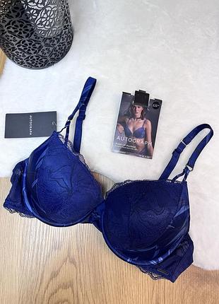 Шикарний синій бюст з мереживом та сатином від m&s