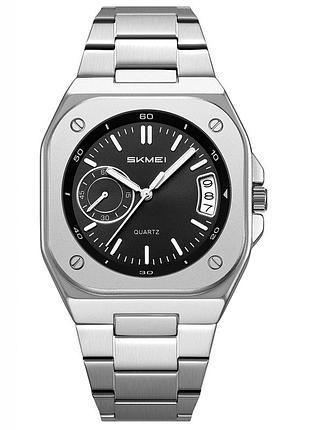 Мужские часы skmei 2572sibk silver-black в стальном корпусе с серебристым браслетом