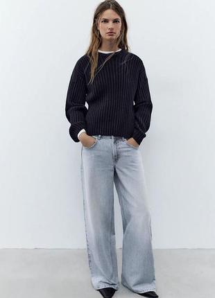 Женские серые широкие джинсы палаццо багги wide leg р. 42 м, l pull &amp; bear жэнкие широкие джинсы палаццо