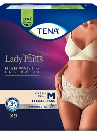 Трусики послеродовые и урологические tena lady pants high waist fresh dry бежевые размер м