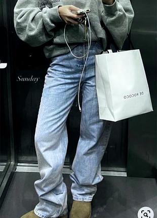 Bershka!трендові прямі мом широкі укорочені кльошні брюки штани труби палаццо