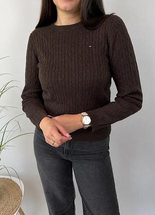 Светр джемпер жіночий tommy hilfiger коричневий бавовняний розмір m