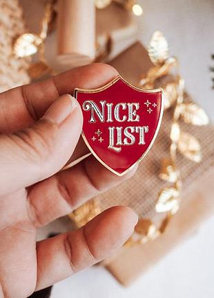 Эмалированный значок санты nice list хороший список воспитанных деток рождественский значок мыколая или деда мороза на подарок новый год