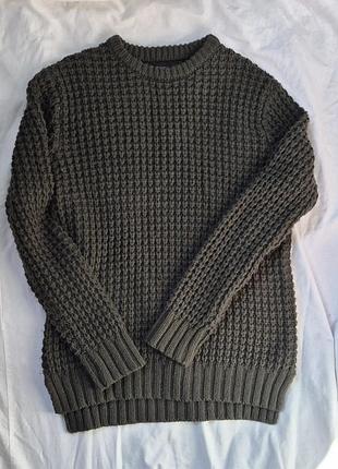Чоловічий в'язаний светр river island оверсайз (розмір m) хакі