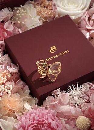 Кольцо «butterfly serenade» с натуральным белым кристаллом 🦋 позолота | garden of eden