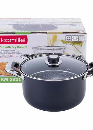 Каструля 4 л із сіткою для фритюру kamille km-5821