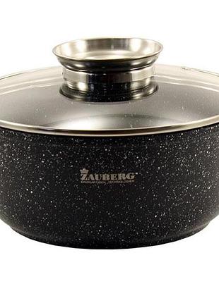 Каструля алюмінієва із мармуровим покриттям 3,2 л zauberg zb-0322-bl